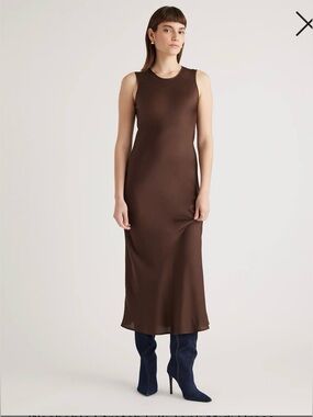 NWT Quince Mulberry Silk  Washable Stretch Silk Tank Midi Dress Sleeveless Sz S